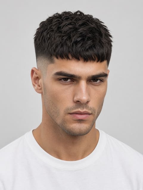 Sample photo of a textured crop haircut on a different fictional model